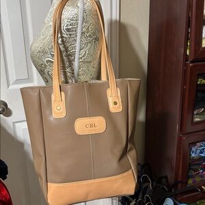 Jon Hart Alamo Heights coated canvas/leather tote.